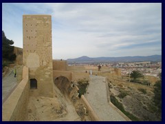 Castillo de Santa Barbara 05 - a historic foritfication above the city that stands on Mount Benacantil (166 m). Santa Catalina Tower to the left.