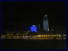 Gran Hotel Bali 01 - the hotel seen from Poniente Beach, the exterior is illuminated at night.