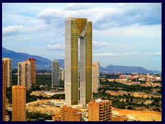 Skyline views from Gran Hotel Bali 14 -  Intempo from 2014, this residential building is the  2nd tallest building in Benidorm (200m, 47 floors). Designed as 11 and M to commemorate the date of the Madrid terrorist attacks (March 11th 2004).