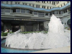 Peninsula Hotel, situated at the junction Nathan Rd/Salisbury Rd, is one of Hong Kong's oldest and most famous luxury hotels. The hotel was featured in a James Bond movie (The Man with the golden gun), a Batman movie (The Dark Knight) and is famous for its large fleet of Rolls-Royces. It opened in 1928 and has 300 rooms. In 1994 the Peninsula was expanded with a 30-storey tower, that has one of only to private helipads in the territory.