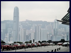 Views at the entrance to ICC towards Central, with taxis in the foreground.