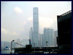 ICC (International Commerce Centre) seen from TST (Tsim Sha Tsui). ICC, completed in 2010, is Hong Kong's tallest building. It has 118 floors and a height of 484m.