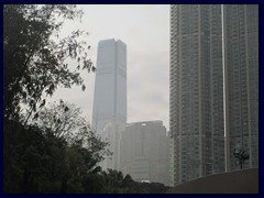Kowloon Park with view towards HK:s tallest building, ICC.