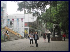 The ground of Kowloon Park is the roofs of stores underneath, that fronts Nathan Road.