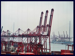 Hong Kong Container Terminal seen from Stonecutters Bridge.
