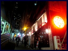 SoHo by night with Central-Midlevels escalator to the left.