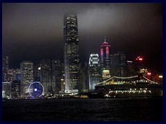 Central district on Hong Kong Island by night; here dominated by International Finance Center and The Center