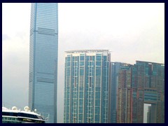 International Commerce Center (ICC), West Kowloon, tallest building in HK. 484m, 108 floors. Built in 2010. Designed by Kohn Pedersen Fox.