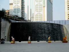 Waterfall at a square along Avenida Almeida Ribeiro. 