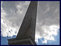 Obelisk of Thutmosis III on Piazza di San Giovanni in Laterano (45.7m with the base) is the tallest obelisk in Rome and was erected in 1588. It is also the largest standing ancient Egyptian obelisk in the world, weighing over 230 tons. 