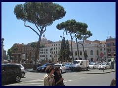 Largo di Torre Argentina is an ancient square with ruins of four republican, pre-empire temples, as well as the ruins of the theater, Teatro di Pompey. The square is situated in the historic Campus Martius (Field of Mars) area in central Rome.  
The oldest temple, the temple of Feronia, was constructed around 300BC. Today Largo di Argentina is famous for it's large number of stray cats, sometimes it is called the "Cat's forum", and it is surrounded by heavy traffic of cars and trams, here on the busy Corso Vittorio Emanuele II.