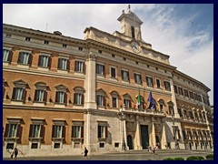 Palazzo Montecitorio at Piazza di Montecitorio. Palazzo Montecitorio is the seat of the Italian Chamber of Deputies, part of the parliament. The building was originally designed by Bernini but in 1623 the construction work stopped for many years.