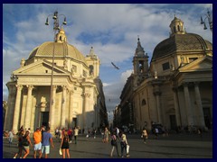 Santa Maria dei Miracoli (completed 1681) and Santa Maria in Montesanto (completed 1675), twin churches on Piazza del Popolo. There are only small differences between the churches.