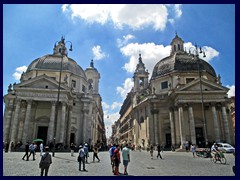 Santa Maria dei Miracoli (completed 1681) and Santa Maria in Montesanto (completed 1675), twin churches on Piazza del Popolo. There are only small differences between the churches.