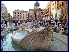 Fontana della Barcaccia, one of Rome's most popular fountains can also be found on the centrally located Piazza di Spagna. The fountain was commisoined by Pope Urban VIII and designed by Bernini and his son. It was completed in 1627.