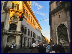 Via delle Quattro Fontani (Road of Four Fountains) is a road that has an intersection with four renaissance fontains, one in each corner. They where commissioned by Pope Sixtus V and installed in the 1580s.
