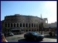 Teatro Marcello, on Campus Martius (Field of Mars) between the banks of Tiber and Capitoline Hill, is a theater with an architecture that reminds of Colosseum, built in 13 BC. It was planned by Julius Caesar and several temples were demolished to make way for it. It was converted into a fortress in the 13th century and a palace for the Orsini family was built on top of the ancient theater in the 16th century.
Today it is uses as apartments, and the surroundings for summer concerts. Theatre of Marcellus inspired the Sheldonian Theater in Oxford, England.