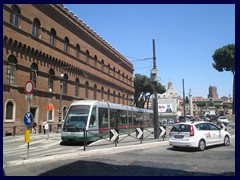 Modern tram at Piazza Venezia.