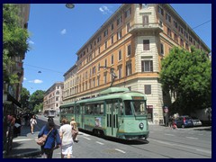 Old tram on the West part of central Rome.