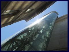 The glass elevator that takes you to the roof top of  Monument to Victor Emanuele II 