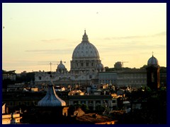 Views of Rome from Pincio Hill towards St Peter's Basilican, Vatican City