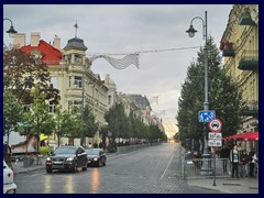 Gediminas Avenue (Gedinomo prospektas) is the main avenue of central Vilnius, named after the Grand Duke of Lithuania Gediminas. It starts at Cathedral Square, goes some km west and ends at the Neris River. Here you find the government, parliament, Constitutional Court and ministries. You will also find  Lithuanian National Drama Theatre, Bank of Lithuania, Lithuanian Academy of Music and Theatre and Martynas Mažvydas National Library here. In the evenings it is a pedestrian street. It passes the  Lukiškės Square. Inititally it was called St George Avenue, Mickiewicz Street when Vilnius was under Polish rule and Adolf Hitler Street during the Nazi occupation! During the Soviet occupation it was called Lenin Ave, and later Stalin Ave. In 2003 the avenue was reconstructed for the 750th anniversary of   Mindaugas coronation. Gediminas Avenue has been the name 1939-40 and  since 1989.