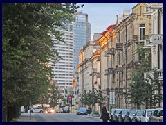 Side street to Gedimino Avenue, looking towards the skyscrapers across the river.