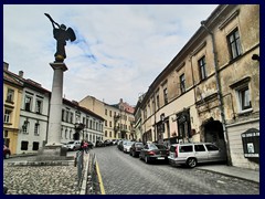 Main square of Uzupis (intersection Uzupis street/Paupio street). This statue of the angel Gabriel is a symbol of Uzupis since 2002, when it replaced the egg statue on the same spot.