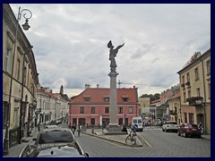 Main square of Uzupis (intersection Uzupis street/Paupio street). This statue of the angel Gabriel is a symbol of Uzupis since 2002, when it replaced the egg statue on the same spot.