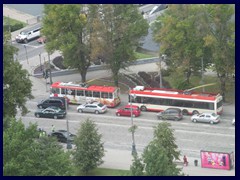 Views from Gediminas Tower: Typical trolley buses of Vilnius.