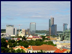 Views from the Bell Tower: Vilnius modern skyline. Europe Tower (129m to the roof)  is the tallest building). Most of these buildings were completed as late as in 2004.